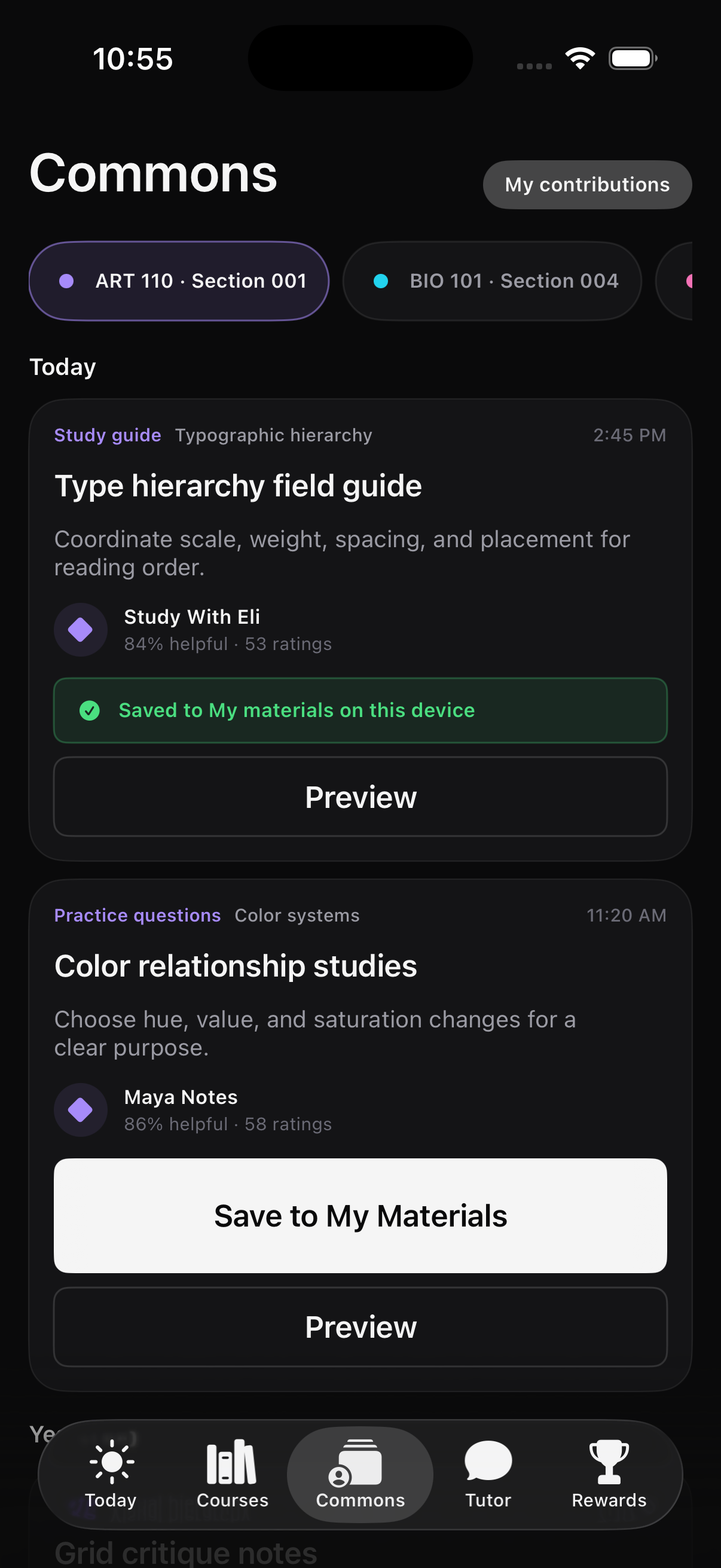 GradePath Course Commons with class-specific study material